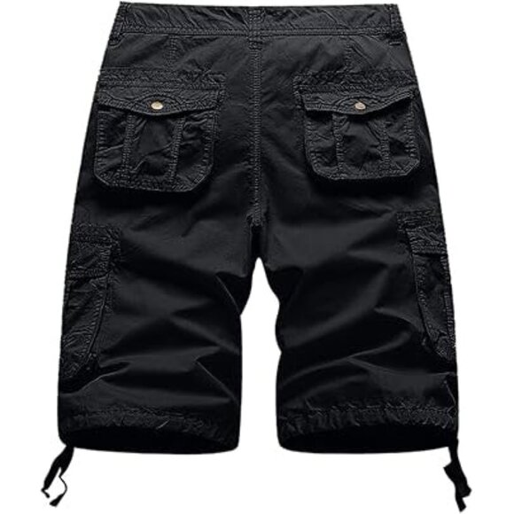 Women's Cotton Loose Fit Zipper Multi-Pockets  Drawstring Women Cargo Shorts - Picture 2 of 3